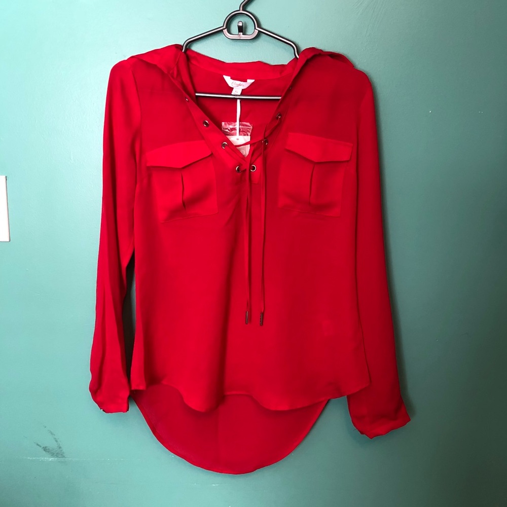Candie’s red tie-up blouse NWT.